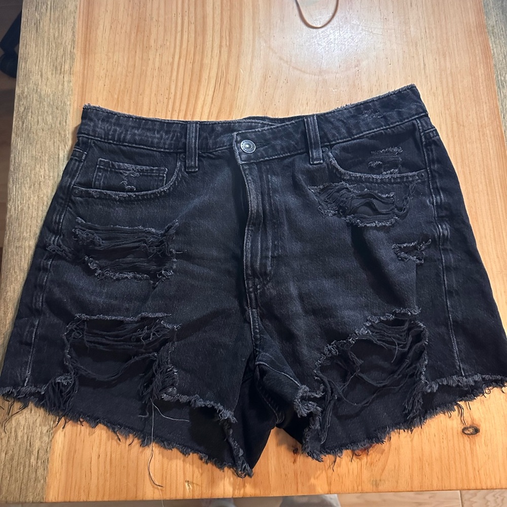 American Eagle Outfitters Black Distressed Jean Shorts